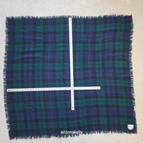 NWOT Large Wool Square Scarf Blackwatch Plaid Highland Homes Scotland - Picture 3 of 11